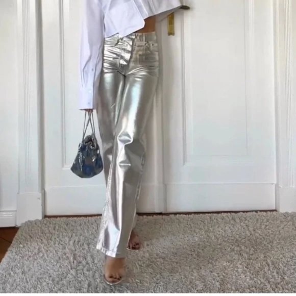 ZARA ZW MID-RISE BOYFRIEND JEANS SILVER - Picture 3 of 10